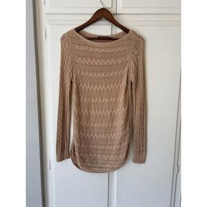 Lauren Ralph Lauren Tan Beige Cable Knit Sweater WomensM Quiet Luxury Minimalist